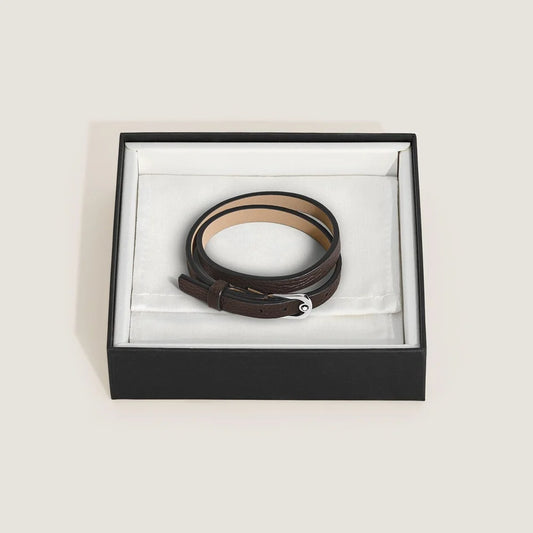 Verstellbares Montblanc Armband Horseshoe aus dunkelbraunem Soft Grain Leder