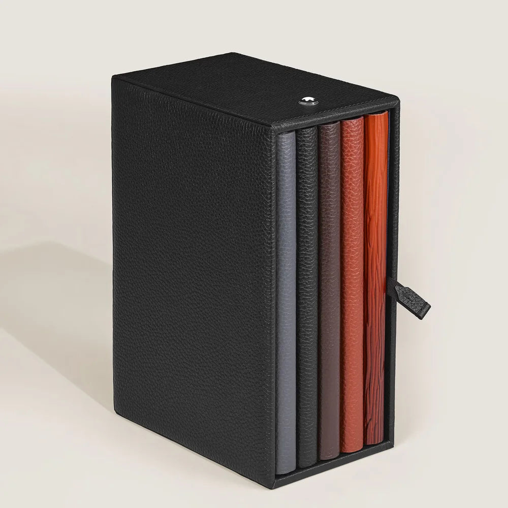 Elegante Aufbewahrungsbox aus schwarzem Leder für Montblanc Notizbücher