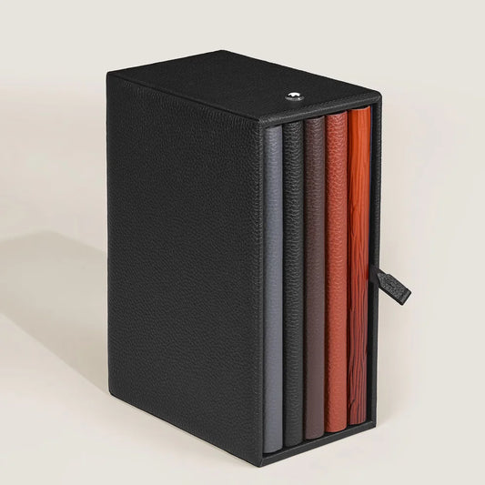 Elegante Aufbewahrungsbox aus schwarzem Leder für Montblanc Notizbücher