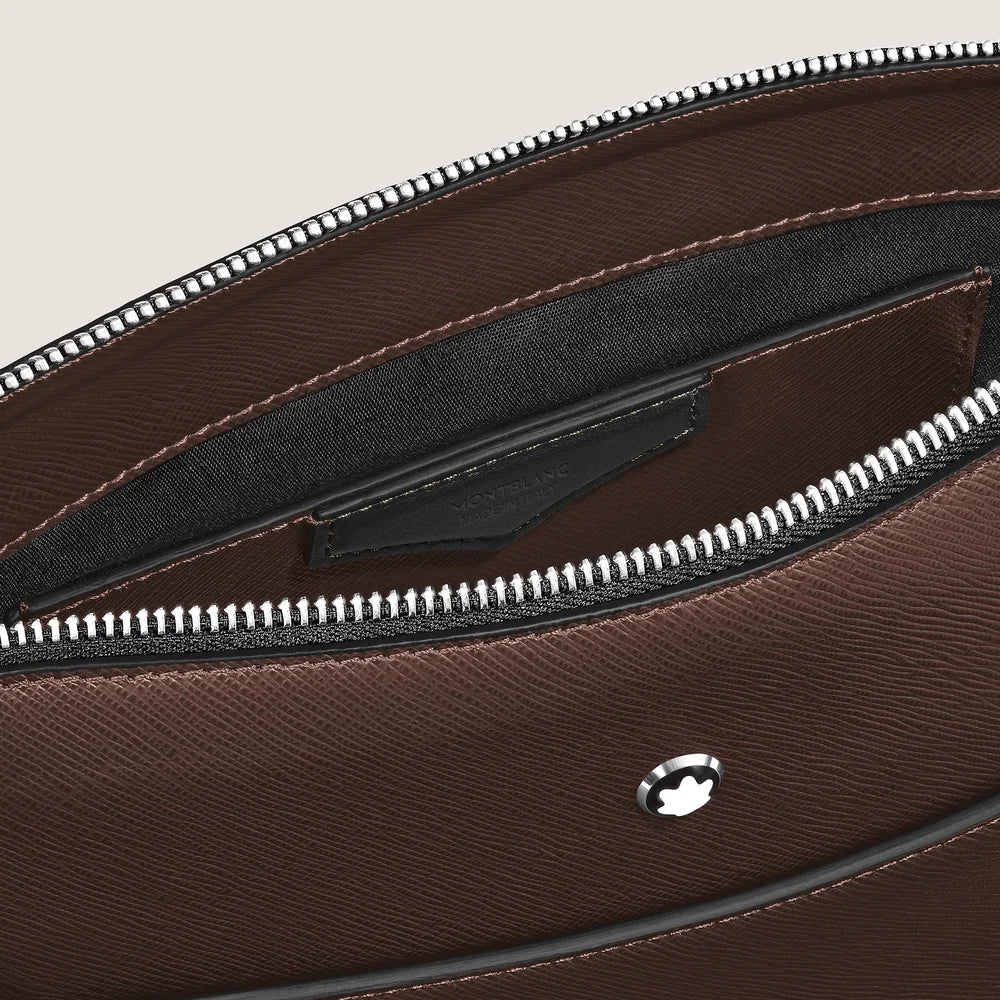 Vertikale Messenger Bag aus Sartorial Leder in Braun