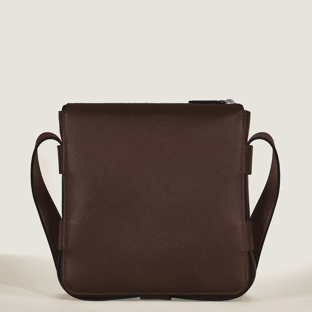 Montblanc Messenger Bag in Braun mit oberem Metallreißverschluss und verstellbarem Schulterriemen