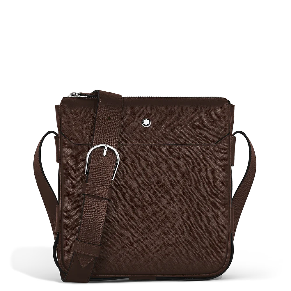 Detailaufnahme des geprägten Saffiano vollnarbigen Rindsleders der Montblanc Tasche