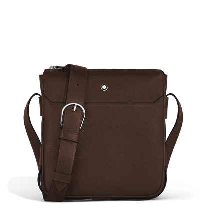 Detailaufnahme des geprägten Saffiano vollnarbigen Rindsleders der Montblanc Tasche