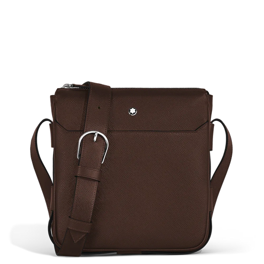 Detailaufnahme des geprägten Saffiano vollnarbigen Rindsleders der Montblanc Tasche