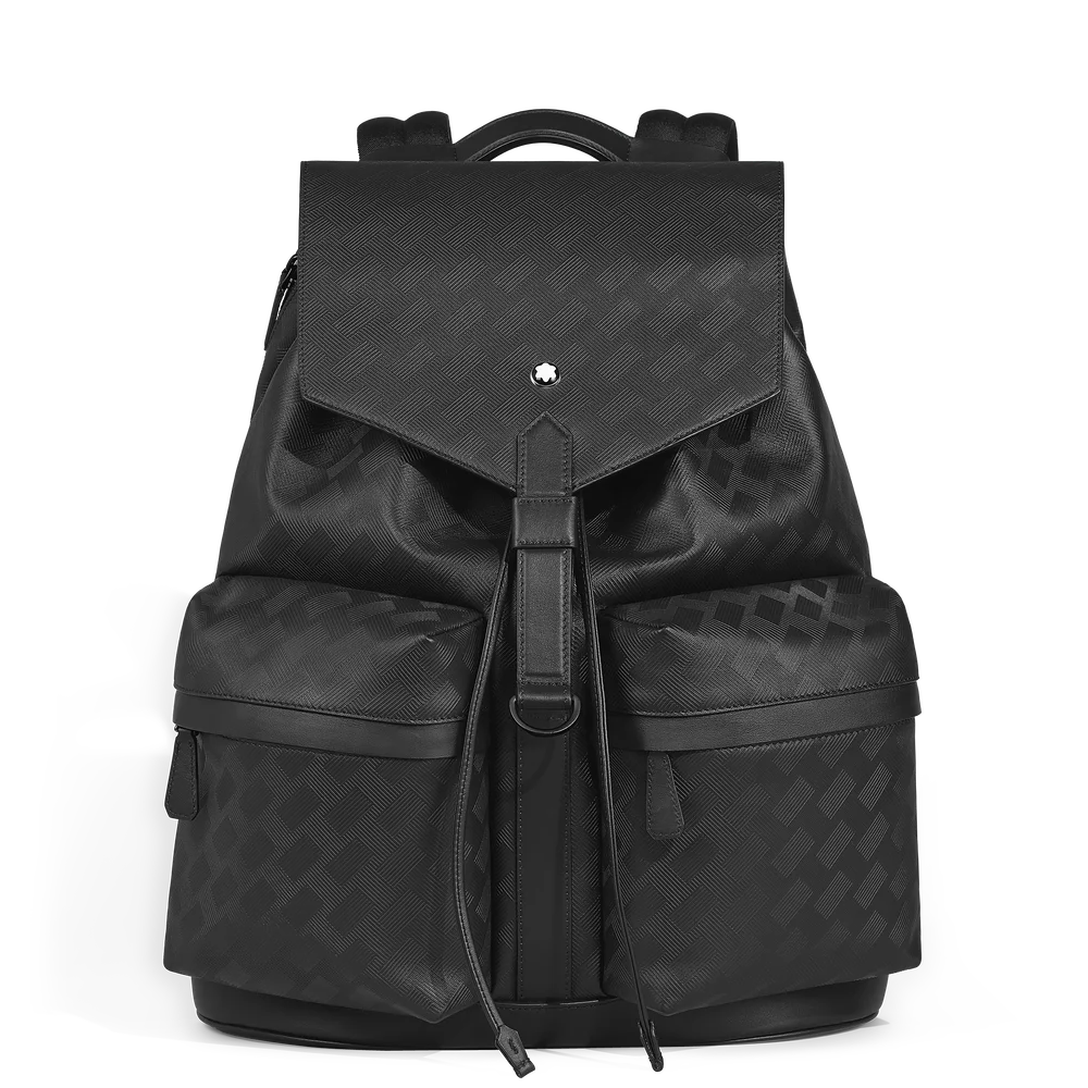 Mittelgroßer Montblanc Panorama Rucksack aus schwarzem Leder