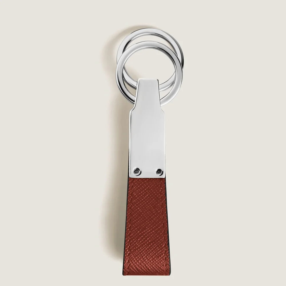 Handgefertigter Montblanc Schlüsselanhänger mit zwei Ringen in Red Oak