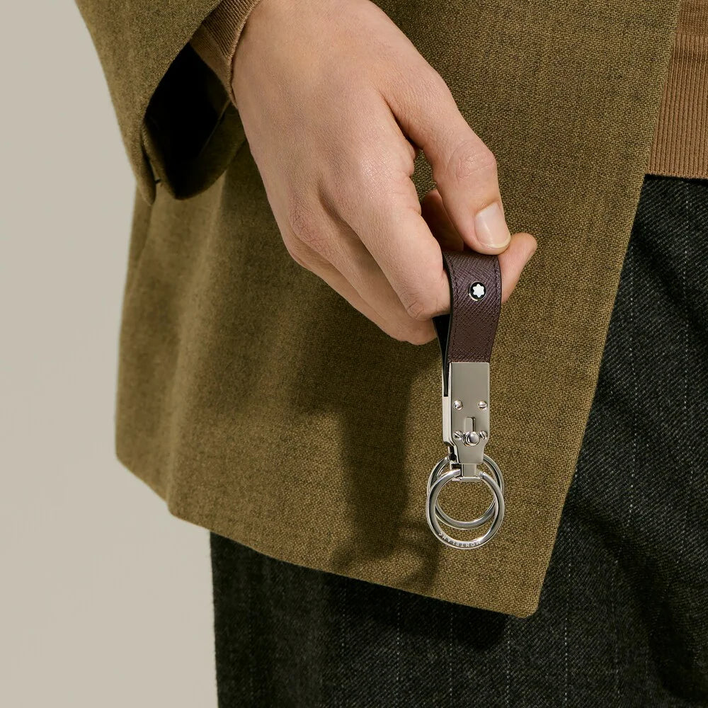 Montblanc Schlüsselanhänger mit Schlaufe aus Sartorial Leder im Ebenholzton