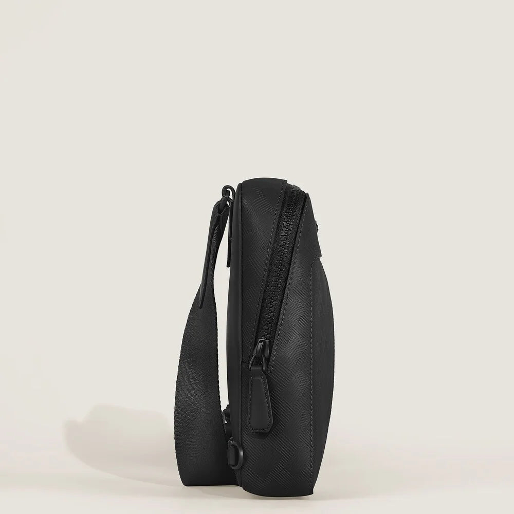 Schwarze Montblanc Umhängetasche mit verstellbarem Riemen und Metallreißverschluss