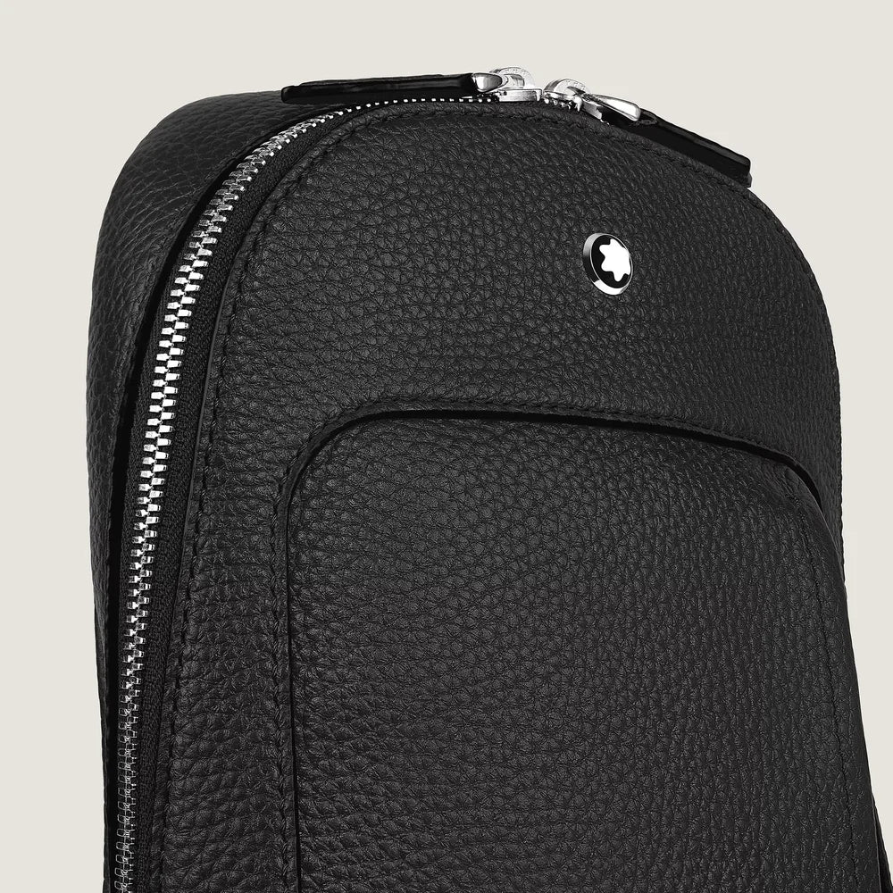 Schwarze Montblanc Companion Umhängetasche aus genarbtem Rindsleder