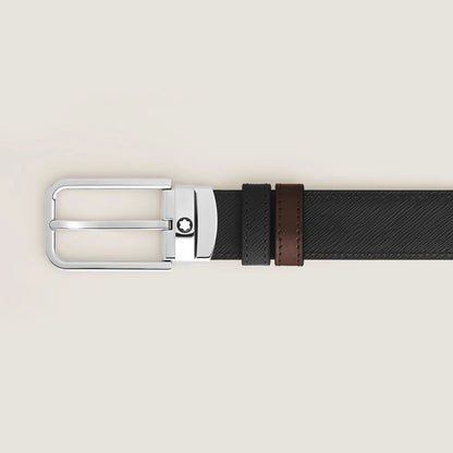 Wendbarer Montblanc Gürtel 30 mm aus Sartorial Leder in Schwarz und Ebenholz