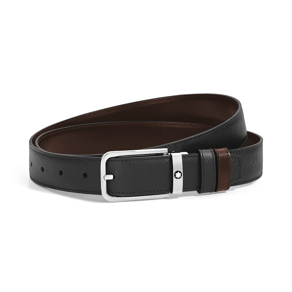 Detailansicht des 30 mm breiten Sartorial Leders am wendbaren Montblanc Gürtel