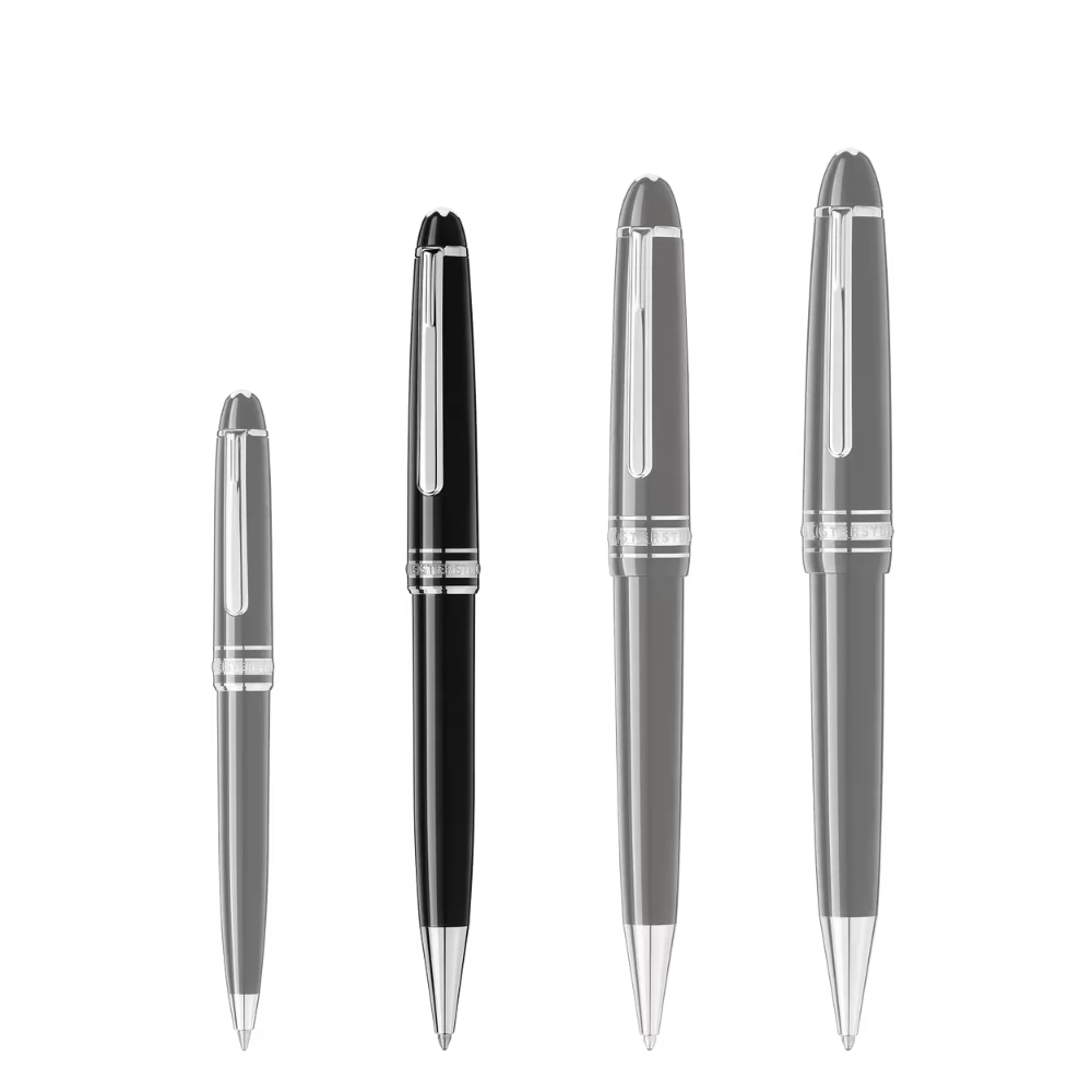 Exklusiver Montblanc Meisterstück Kugelschreiber mit weißem Emblem und Platin