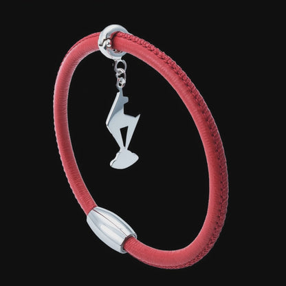 Kitzbühel Gams Armband aus Nappaleder mit 925 Silber-Anhänger - rot