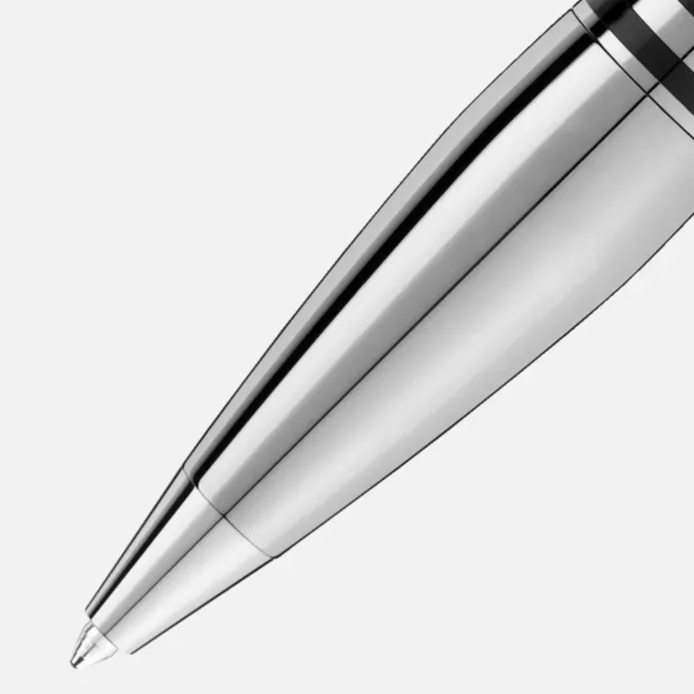 Ruthenierter Montblanc Kugelschreiber mit blauem Montblanc Emblem unter transparenter Kuppel