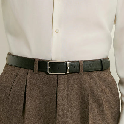 Montblanc Ledergürtel mit rechteckiger Schließe und Palladium Finish
