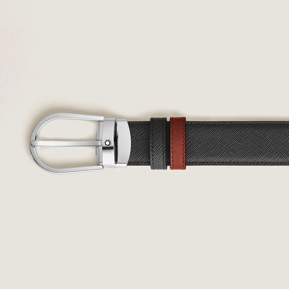 Montblanc Gürtel mit hufeisenförmiger Schließe und Palladium Finish