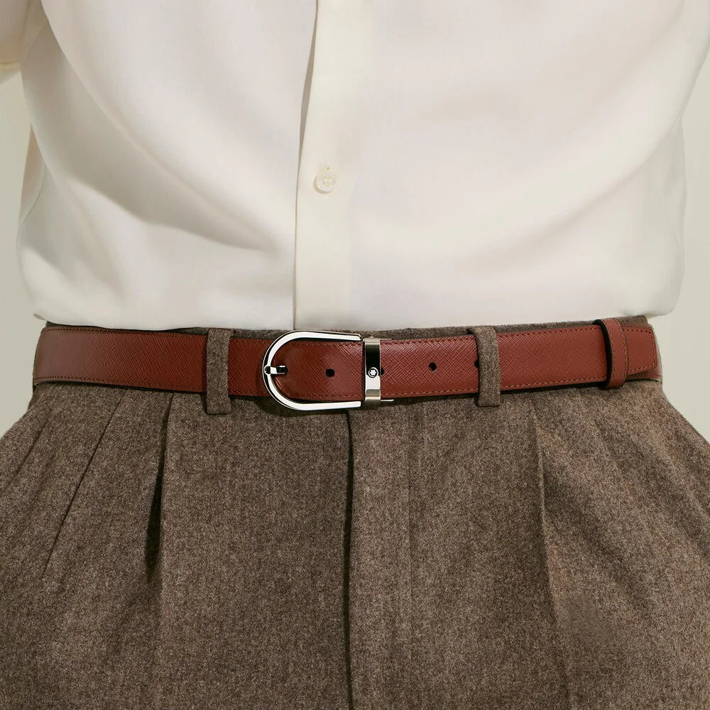 Wendbarer Montblanc Gürtel aus Sartorial Leder in Red Oak und Schwarz