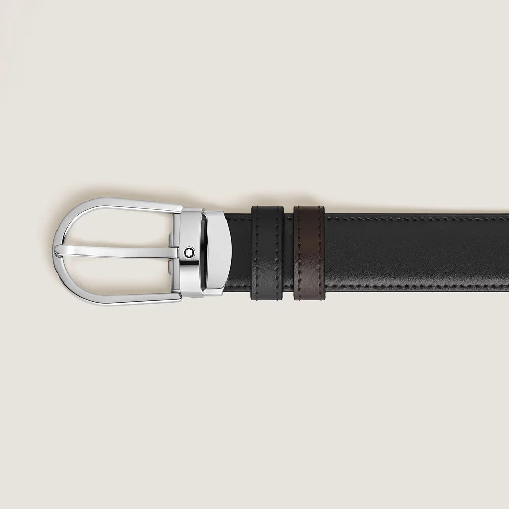 Montblanc Ledergürtel mit glänzendem Palladium Finish an der Dornschließe