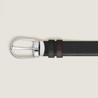 Montblanc Ledergürtel mit glänzendem Palladium Finish an der Dornschließe
