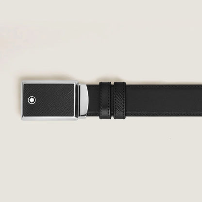 Schwarzer Montblanc Ledergürtel mit zwei unterschiedlichen Seiten aus Sartorial Leder und Meisterstück Leder