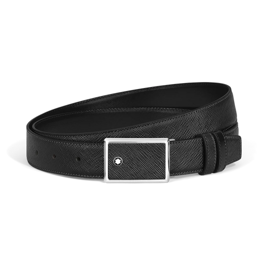 Montblanc 30 mm Wendegürtel aus schwarzem Sartorial Leder mit rechteckiger Schildschließe